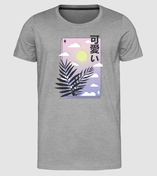 Vaporwave Val model gri pe tricou