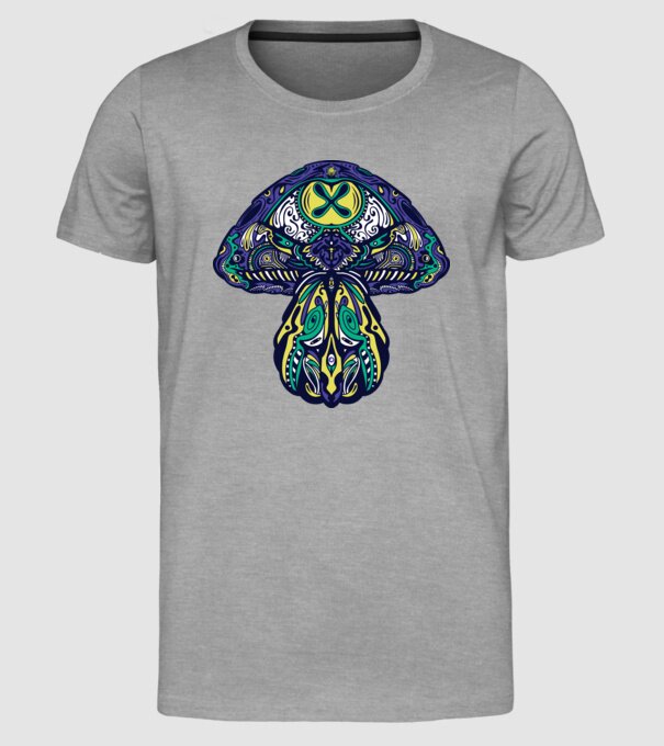 Ciupercă magică model gri pe tricou