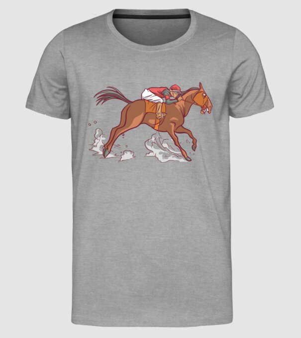 Cal de cursă Călăreț model gri pe tricou