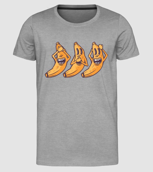 Banane amuzante - Nu vede, nu vorbește, nu aude model gri pe tricou