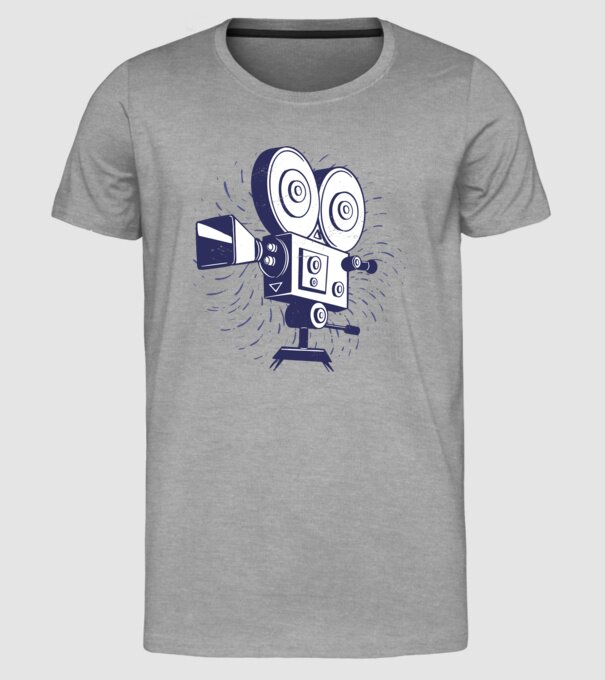 Camera video retro Vintage model gri pe tricou