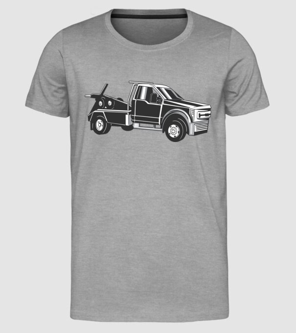 Mașină de remorcare model gri pe tricou