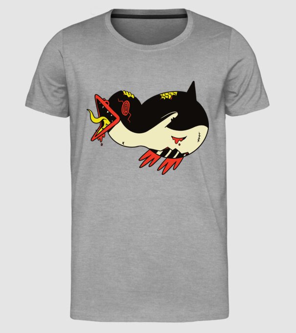Pinguin Zombie model gri pe tricou