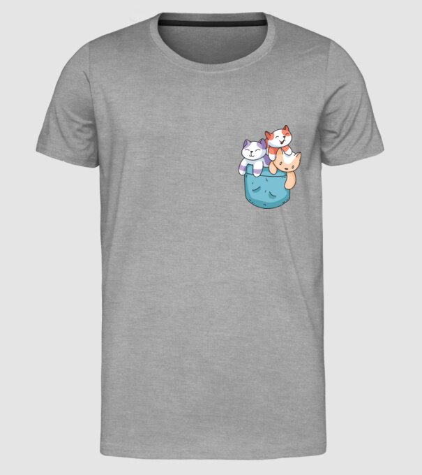 Pisicuțe cu Buzunar model gri pe tricou