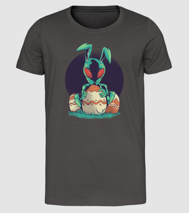 Paște Alien model gri închis pe tricou