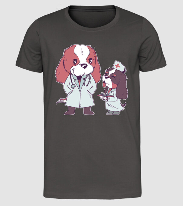 Veterinar câini model gri închis pe tricou