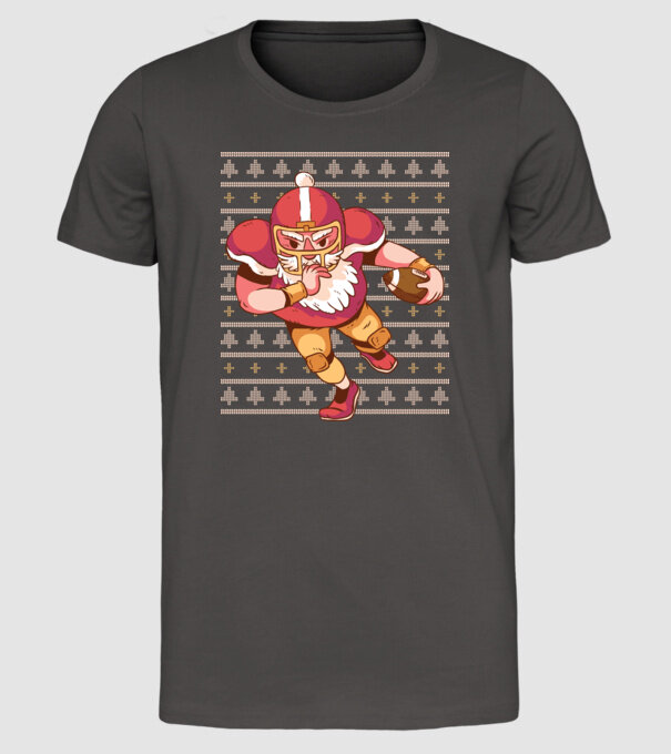 Fotbal american Moș Crăciun Touchdown Touchdown tricou Pulover urât cu model model gri închis pe tricou