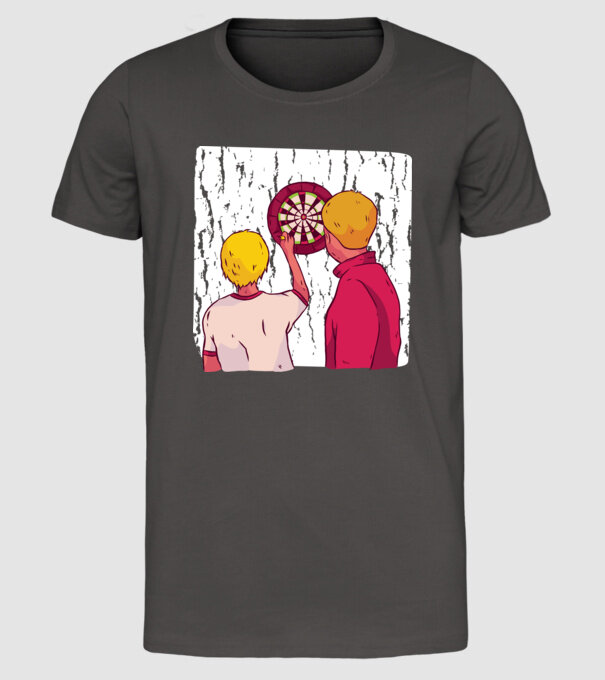 Darts Tată Fiu model gri închis pe tricou