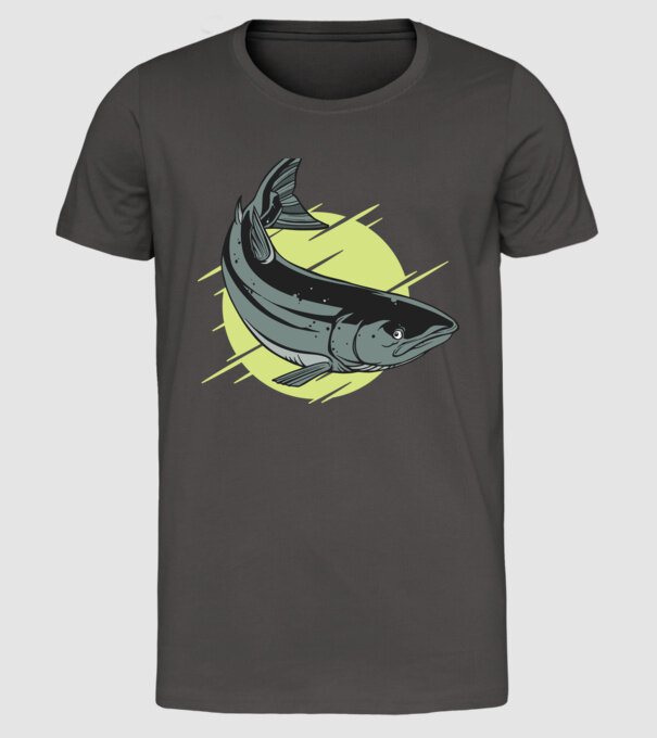 Atlantic Salmon - Somon de Marea Baltică model gri închis pe tricou