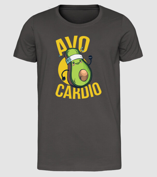 Avo Cardio Antrenament Avocado model gri închis pe tricou