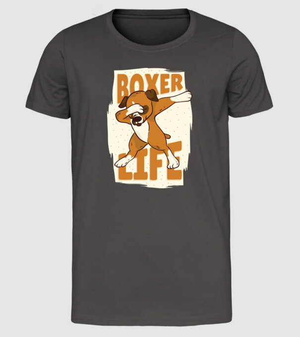 Boxer Life DAB model gri închis pe tricou