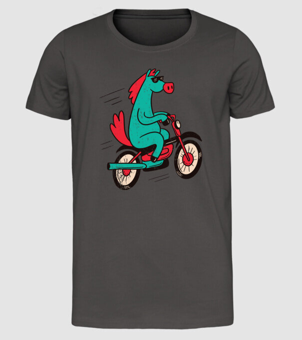 Cal cu bicicletă model gri închis pe tricou