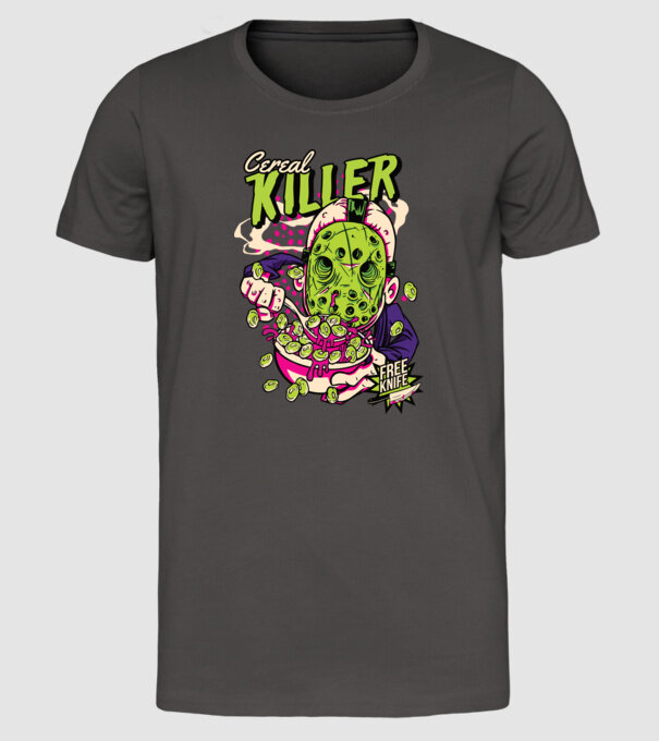 Cereal Killer model gri închis pe tricou