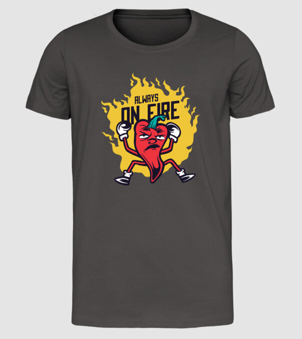 Ardei Chili model gri închis pe tricou