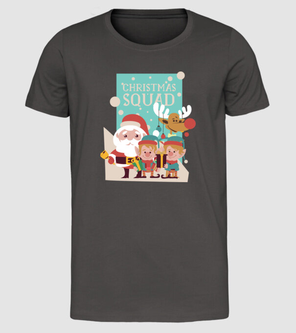 Christmas Squad Echipa de Crăciun model gri închis pe tricou