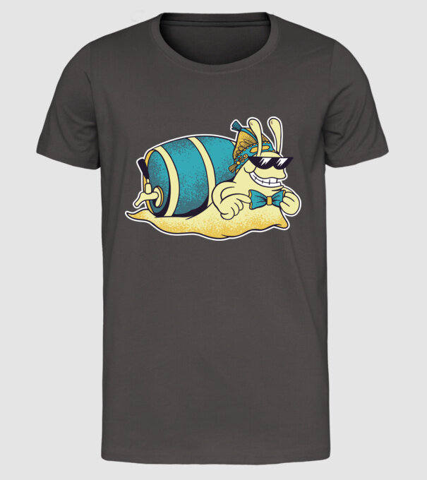 Melc model gri închis pe tricou