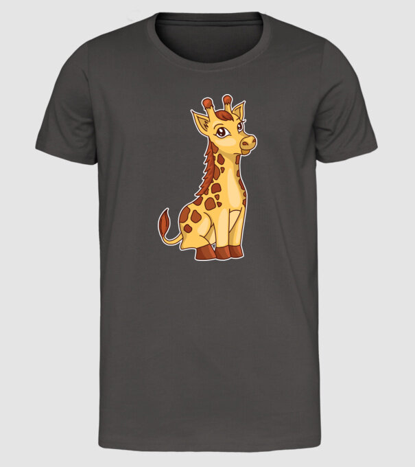 Girafă drăguță model gri închis pe tricou