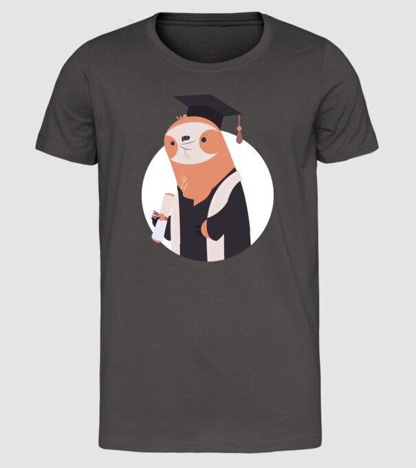 Leneș cu diplomă pentru absolvire model gri închis pe tricou