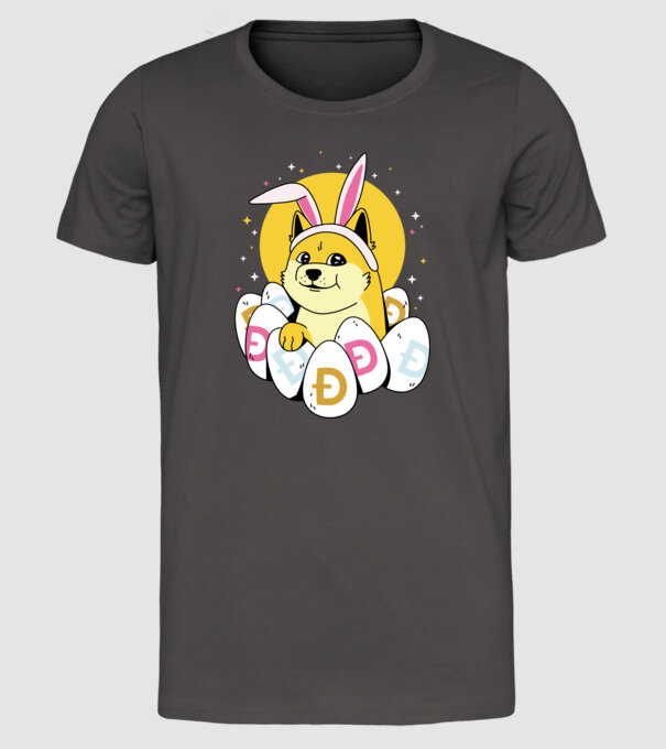 Dogecoin Paște model gri închis pe tricou