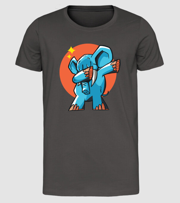 Elefant DAB model gri închis pe tricou