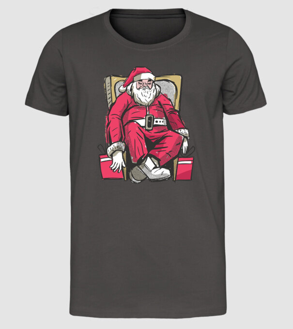 Moș Crăciun Obosit model gri închis pe tricou