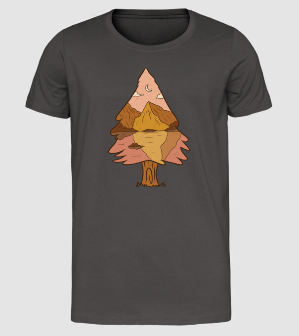 Brad Natură model gri închis pe tricou