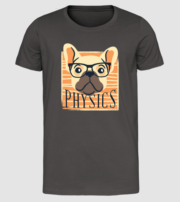 Câine Fizică model gri închis pe tricou