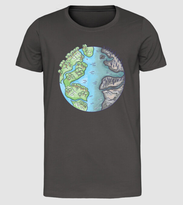 Distrugerea Pământului model gri închis pe tricou