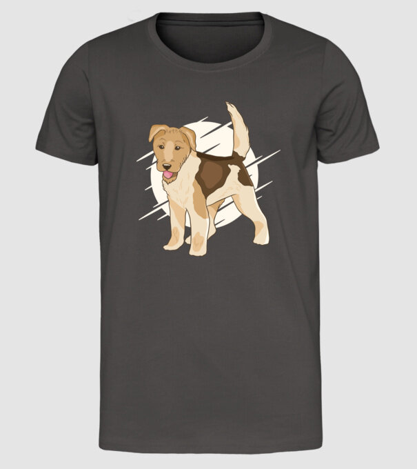 Fox Terrier model gri închis pe tricou