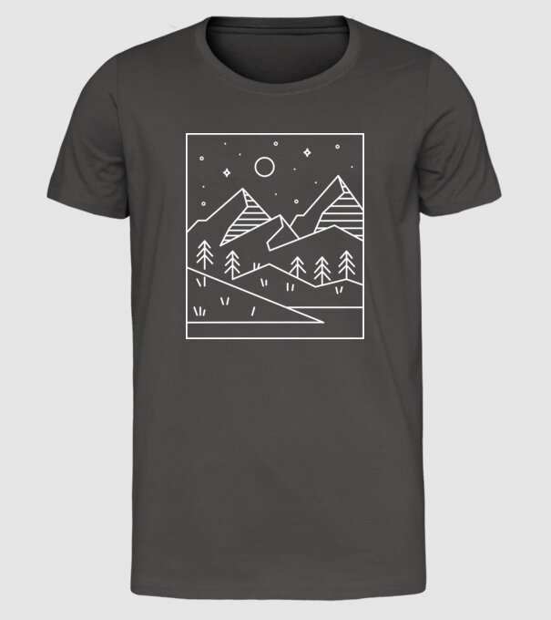 Peisaj geometric model gri închis pe tricou