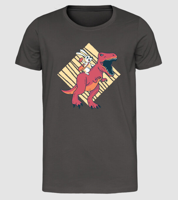 Dinozaur de Paște model gri închis pe tricou