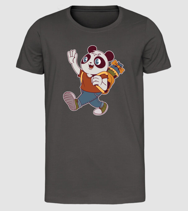 Panda școlar model gri închis pe tricou