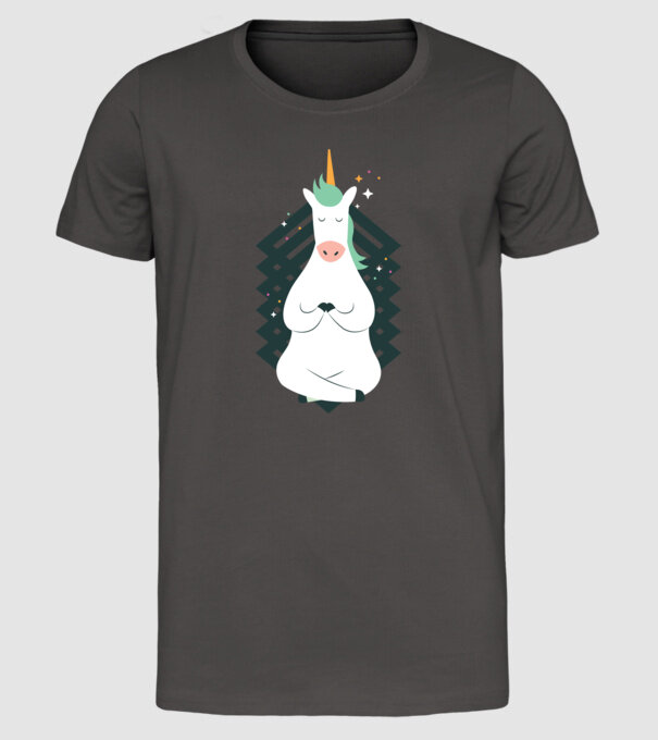 Yoga Unicron model gri închis pe tricou