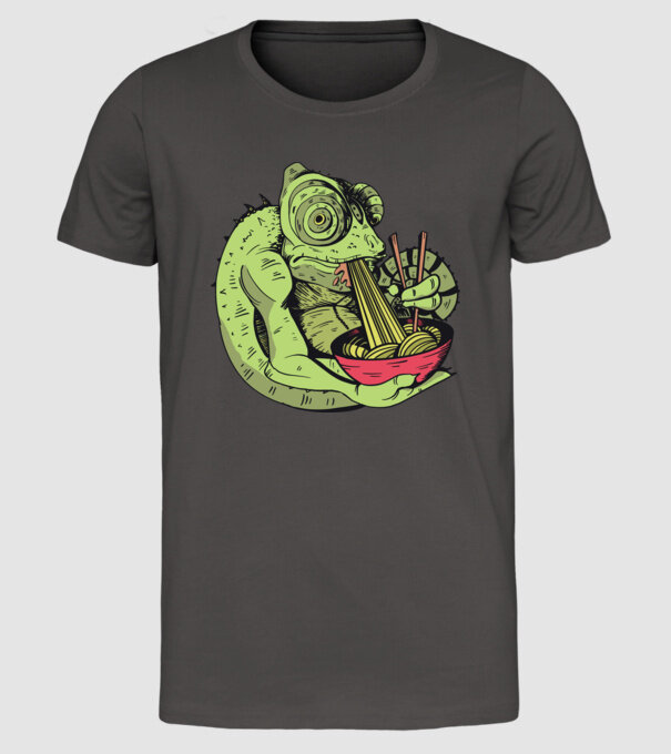 Cameleon cu paste model gri închis pe tricou