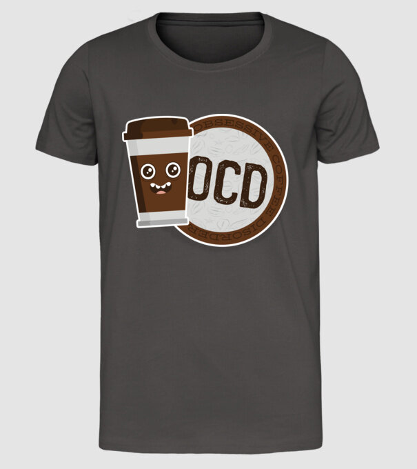 Cafea Dragoste și dependență model gri închis pe tricou