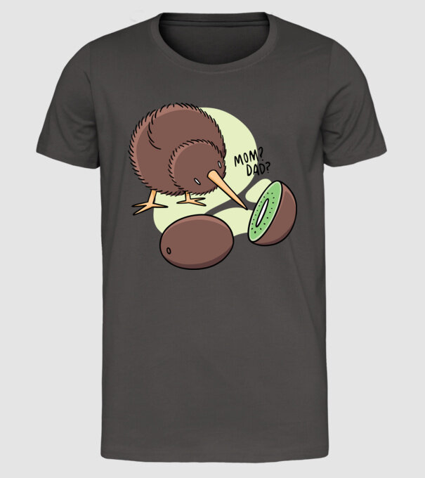 Familie Kiwi model gri închis pe tricou