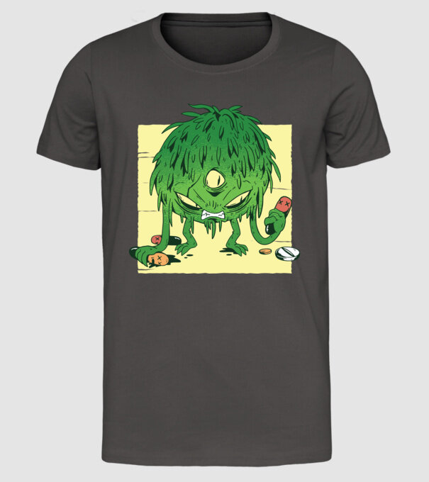 Coronavirus Monstru model gri închis pe tricou