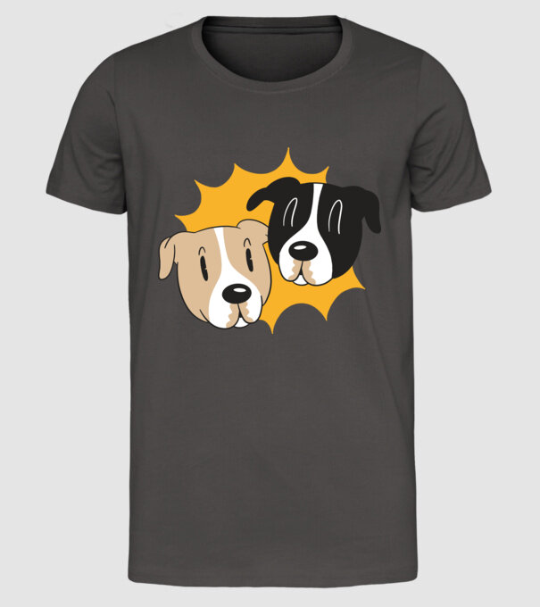 Capete de câini model gri închis pe tricou