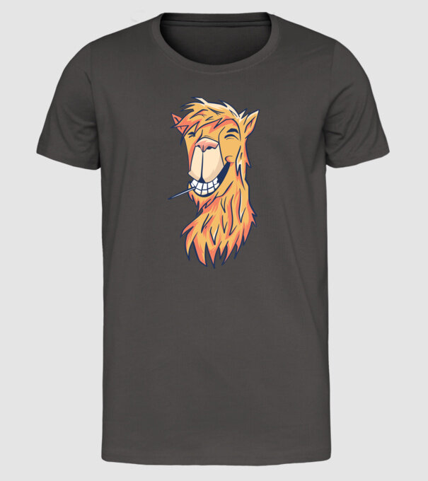 Cap de Lama model gri închis pe tricou