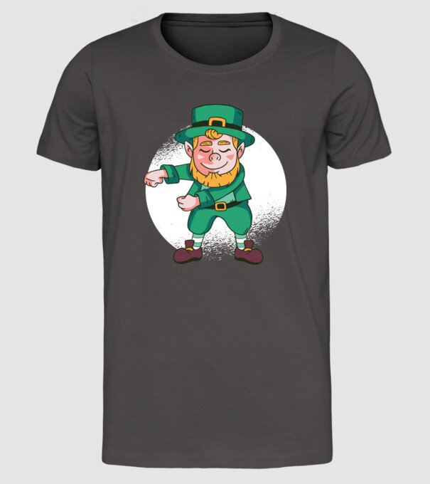 Leprechaun Floss - St. Patrick DAB dans model gri închis pe tricou