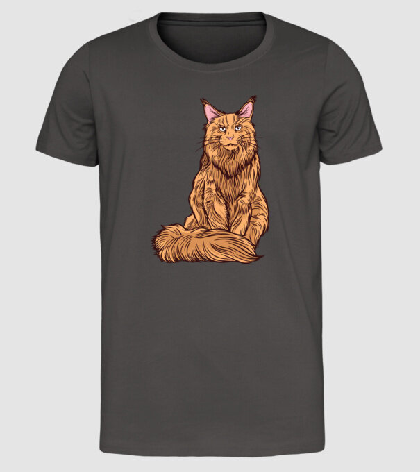 Pisică Maine Coon model gri închis pe tricou