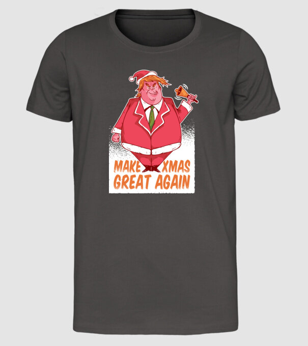 Make Xmas Great again Trump tricou amuzant Crăciun model gri închis pe tricou
