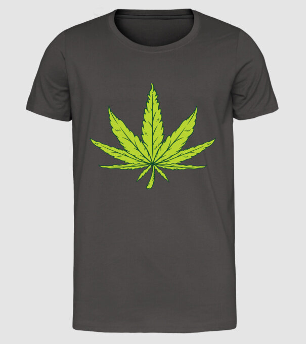 Frunză de marijuana model gri închis pe tricou