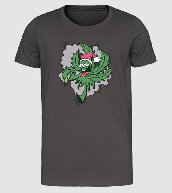 Marijuana Santa model gri închis pe tricou