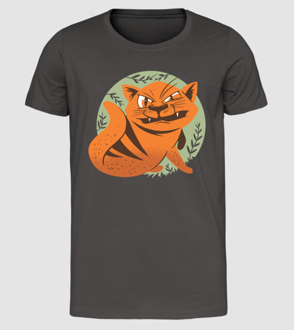 Pisică Supărată model gri închis pe tricou