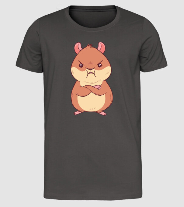 Hamster furios model gri închis pe tricou