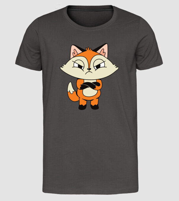 Vulpe furioasă model gri închis pe tricou