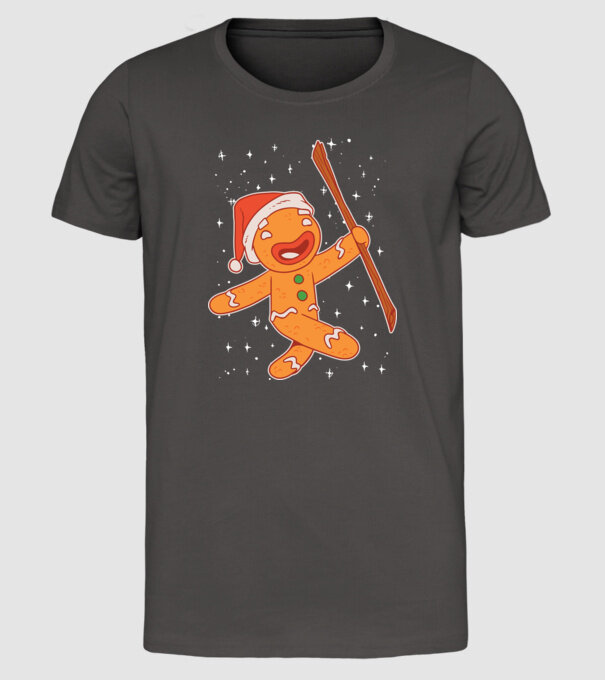 Turtă dulce Moș Crăciun tricou model gri închis pe tricou