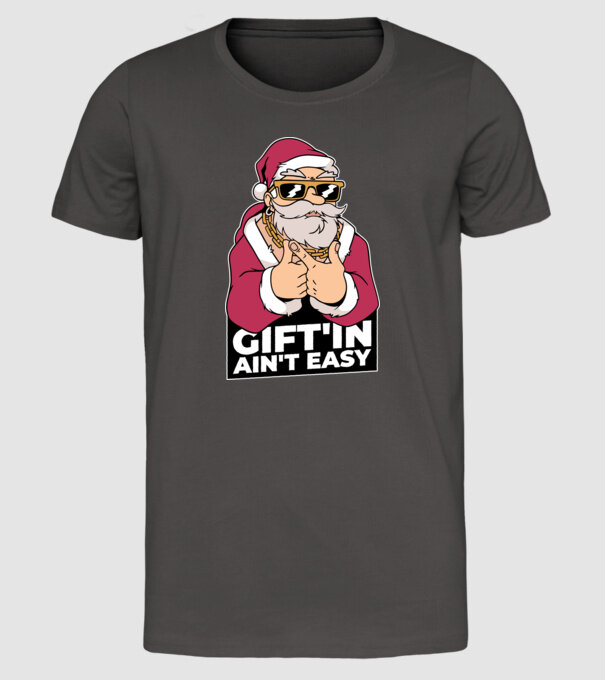 Moș Crăciun Gangster - tricou amuzant Crăciun model gri închis pe tricou