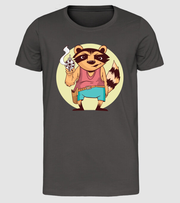 Raton cu armă model gri închis pe tricou